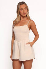 Alaric Shirred Romper - Cream