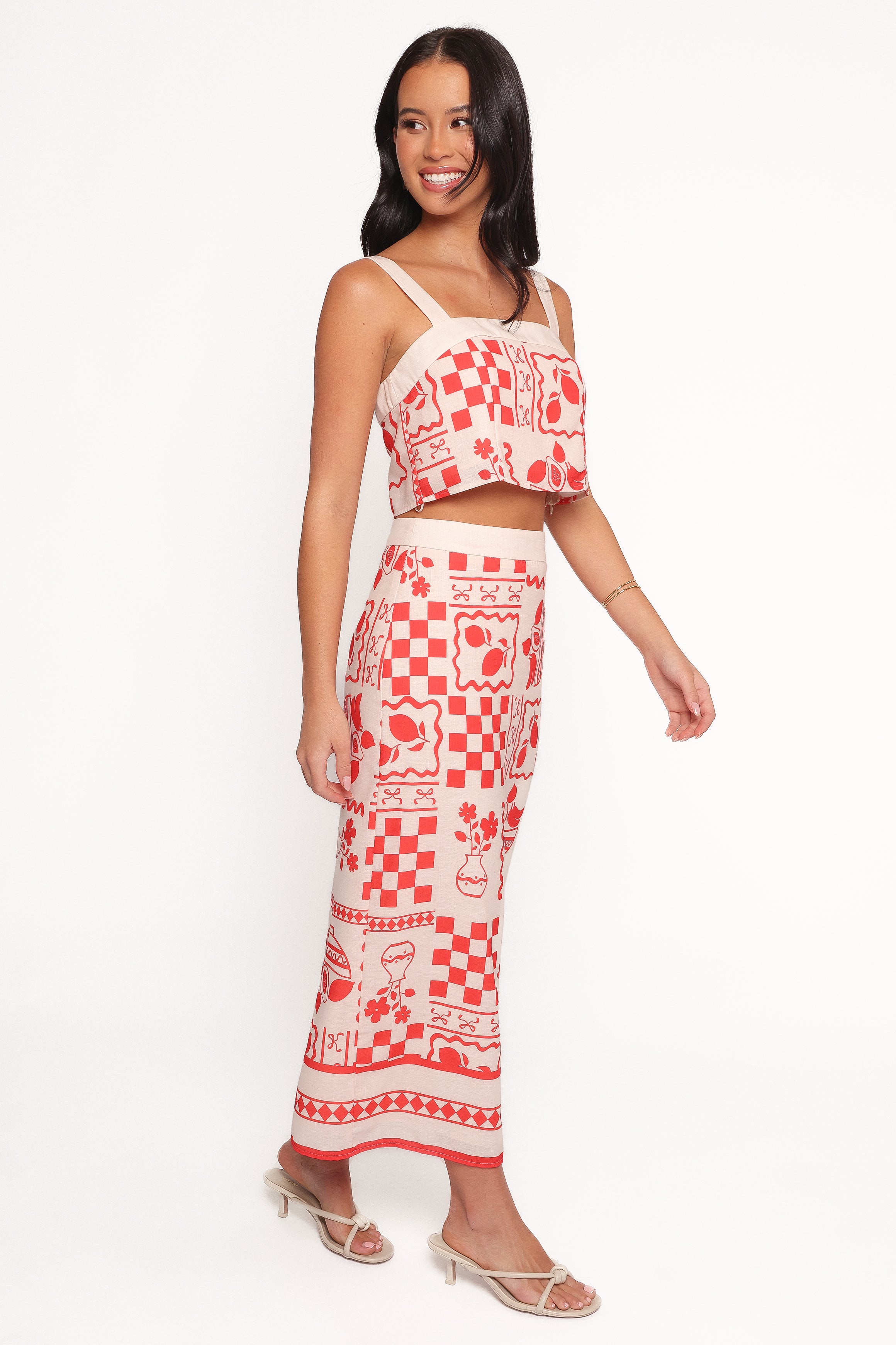 Albanie Skirt Set - Red Print