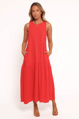 Almudena Midi Dress - Red