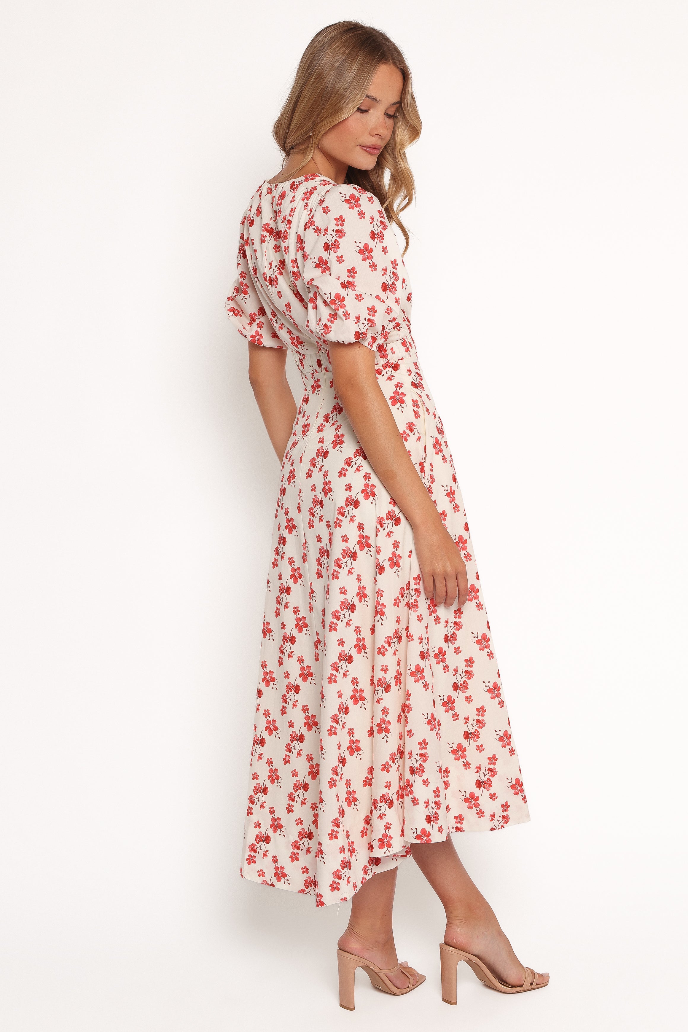 Aminah Puff Sleeve Dress - Red Floral