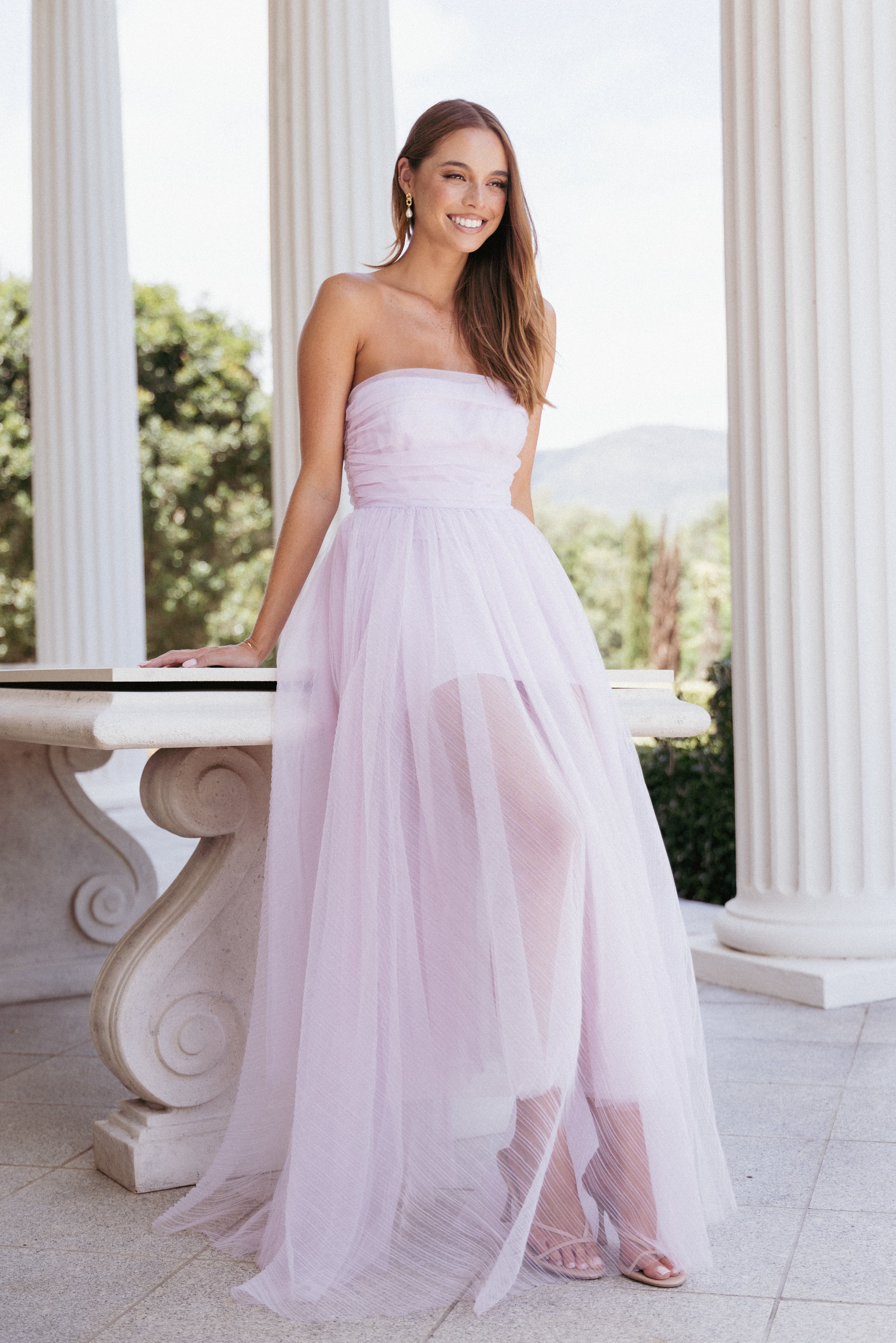 Anabella Strapless Maxi Dress - Pale Pink