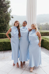 Anabelle Halter Neck Lace Maxi Dress - Baby Blue