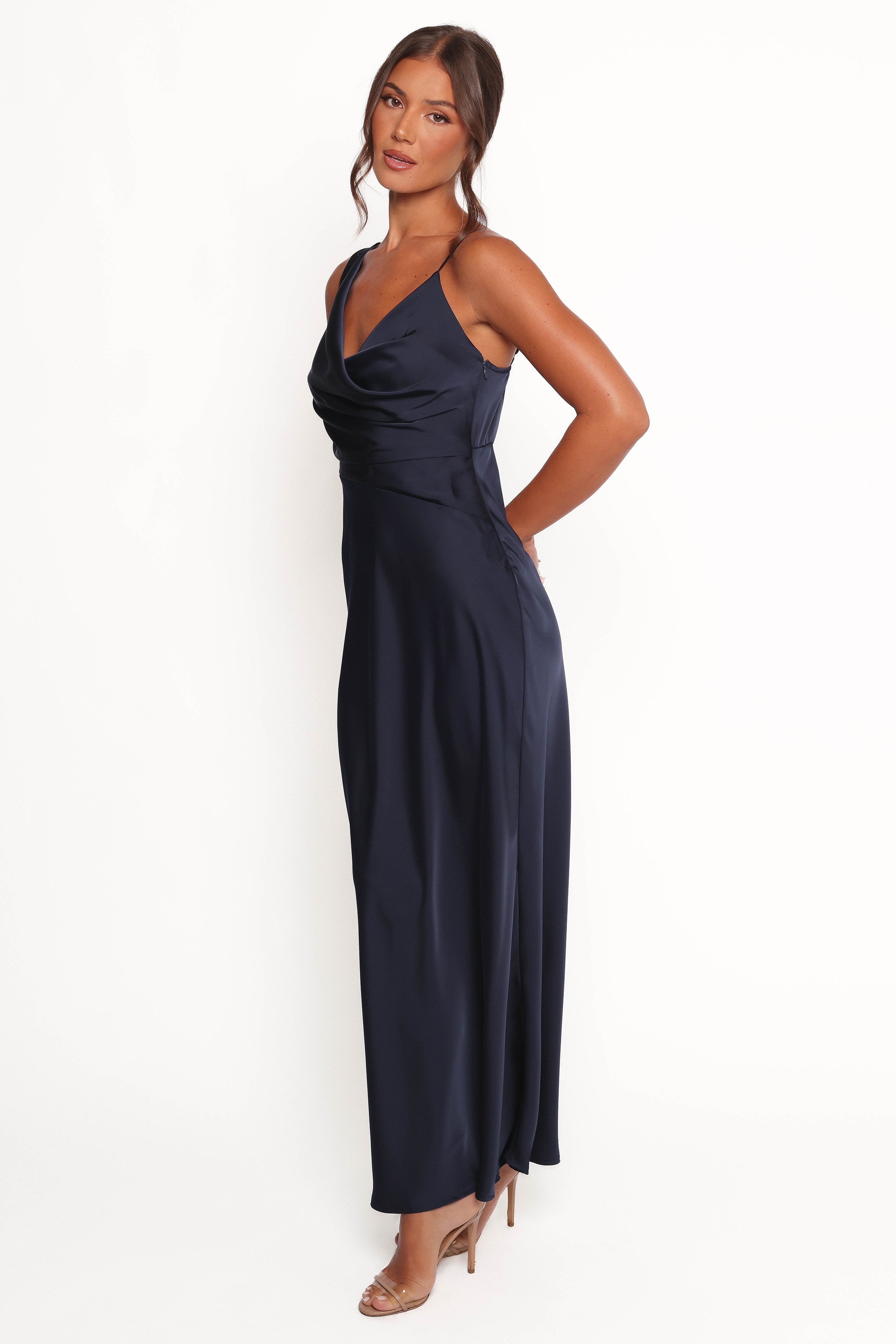 Anela Asymmetric Midi Dress - Navy