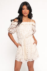 Athina Lace Romper - White