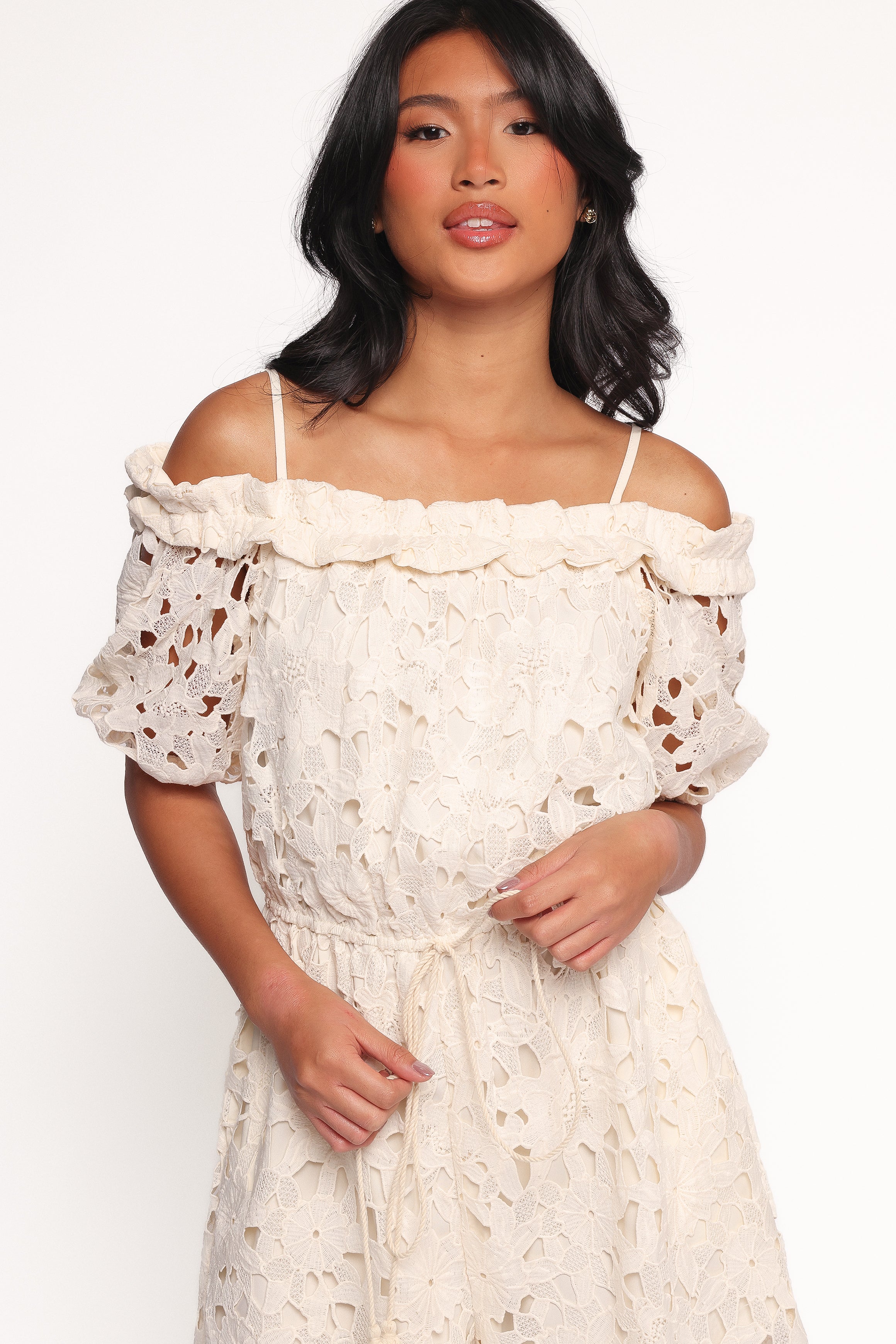 Athina Lace Romper - White