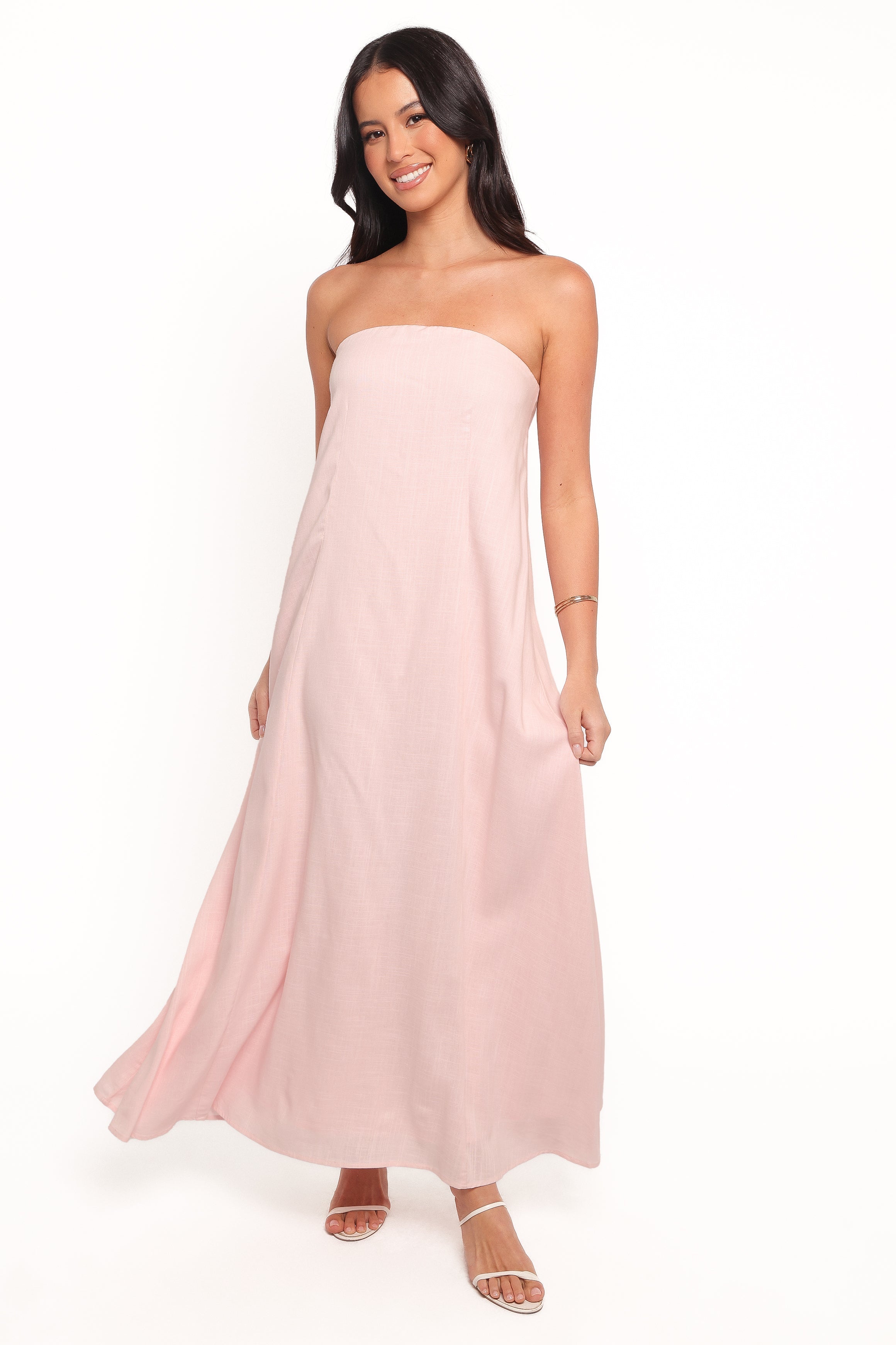 Bethany Strapless Midi Dress - Rosewater