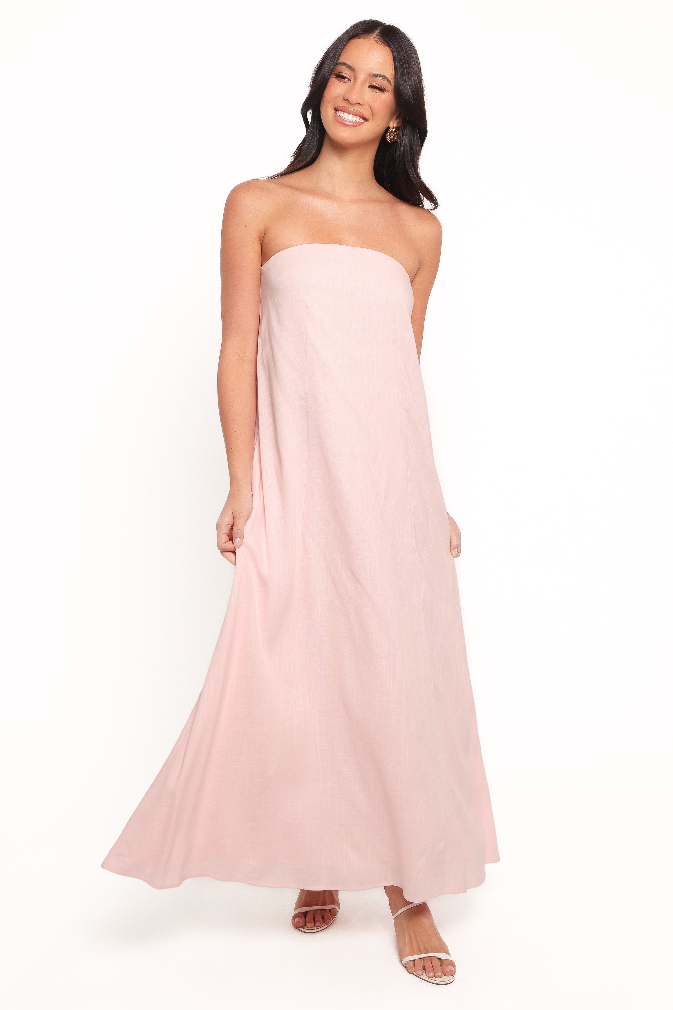 Bethany Strapless Midi Dress - Rosewater