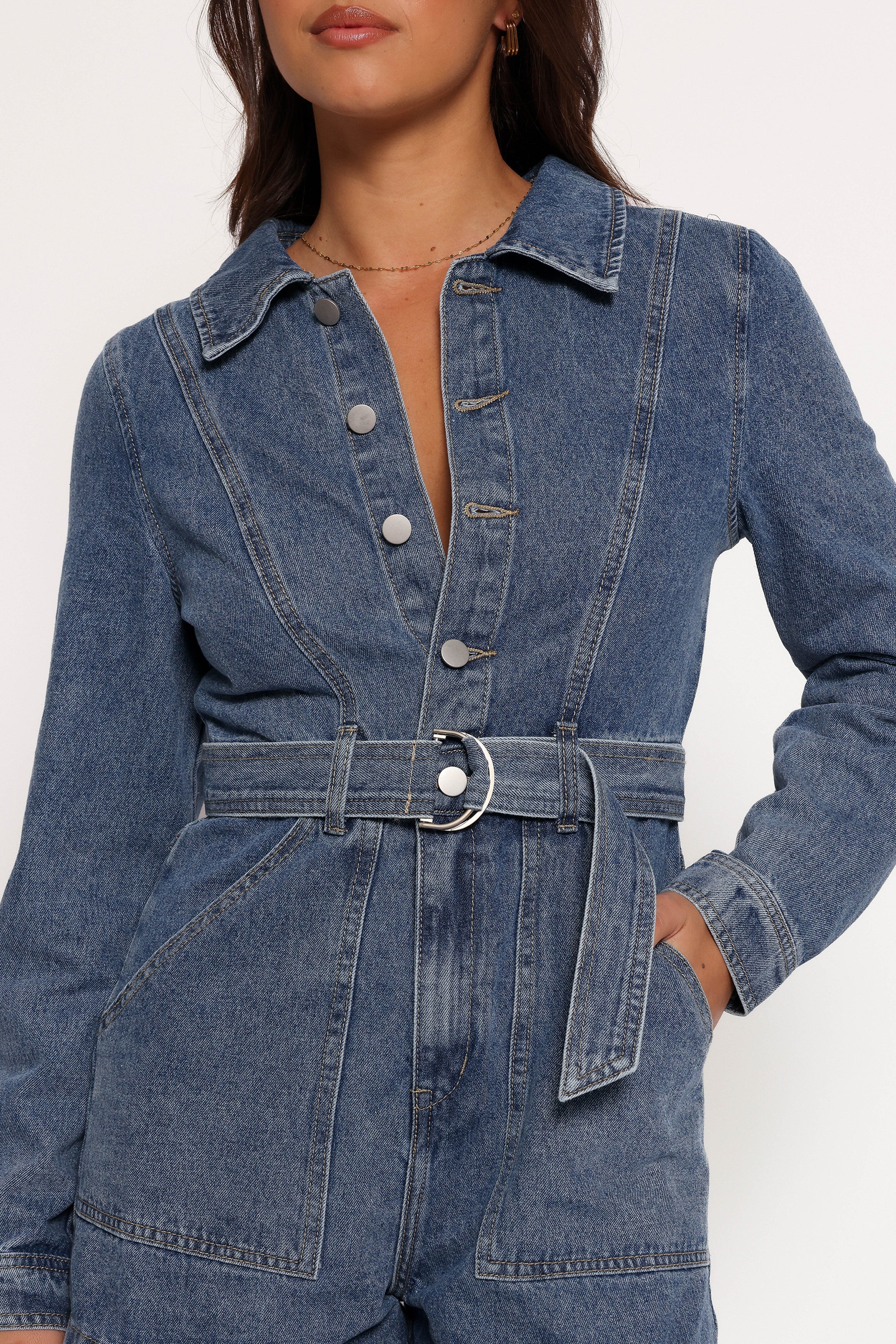 Brady Denim Romper - Blue