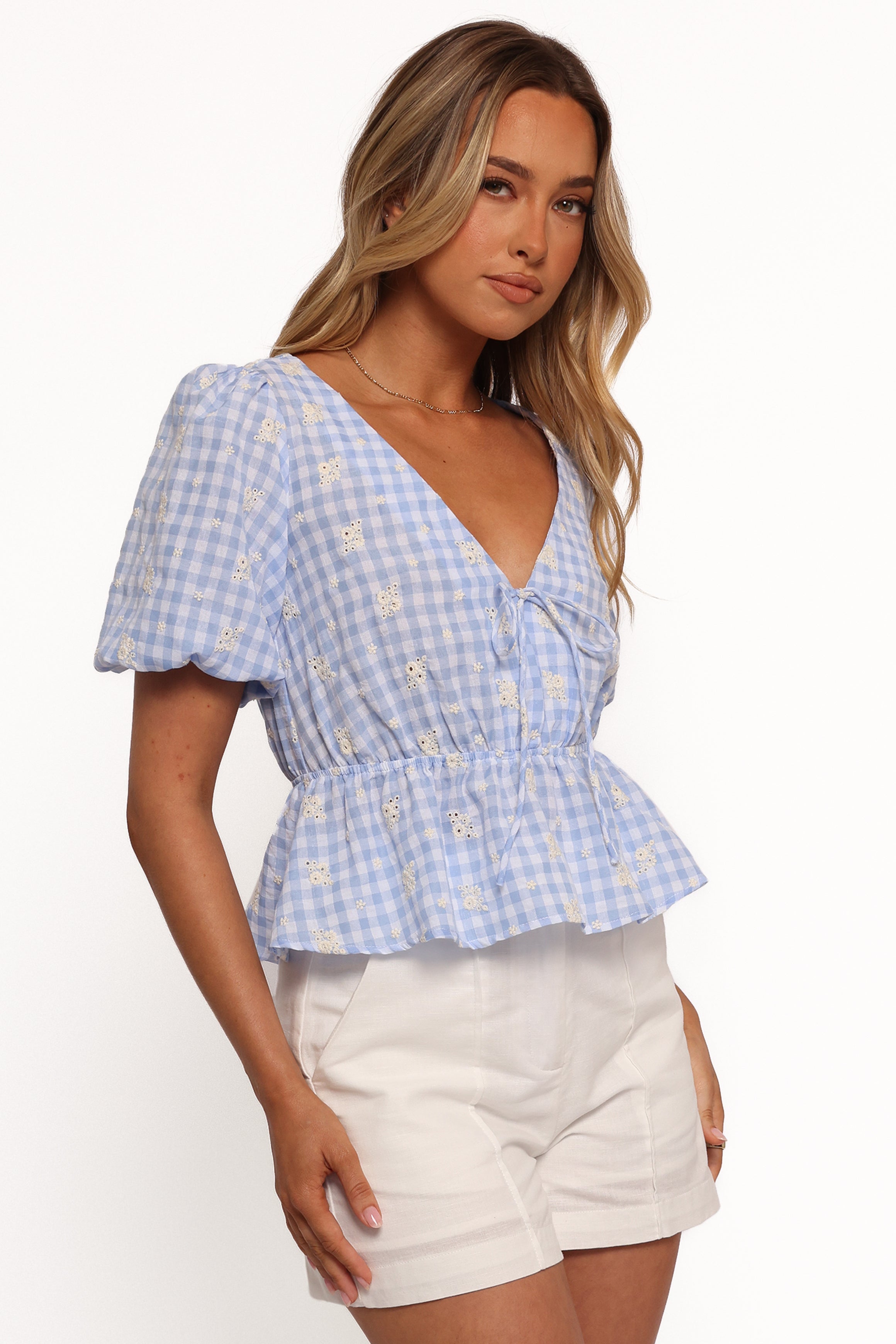 Cecelia Top - Blue Gingham
