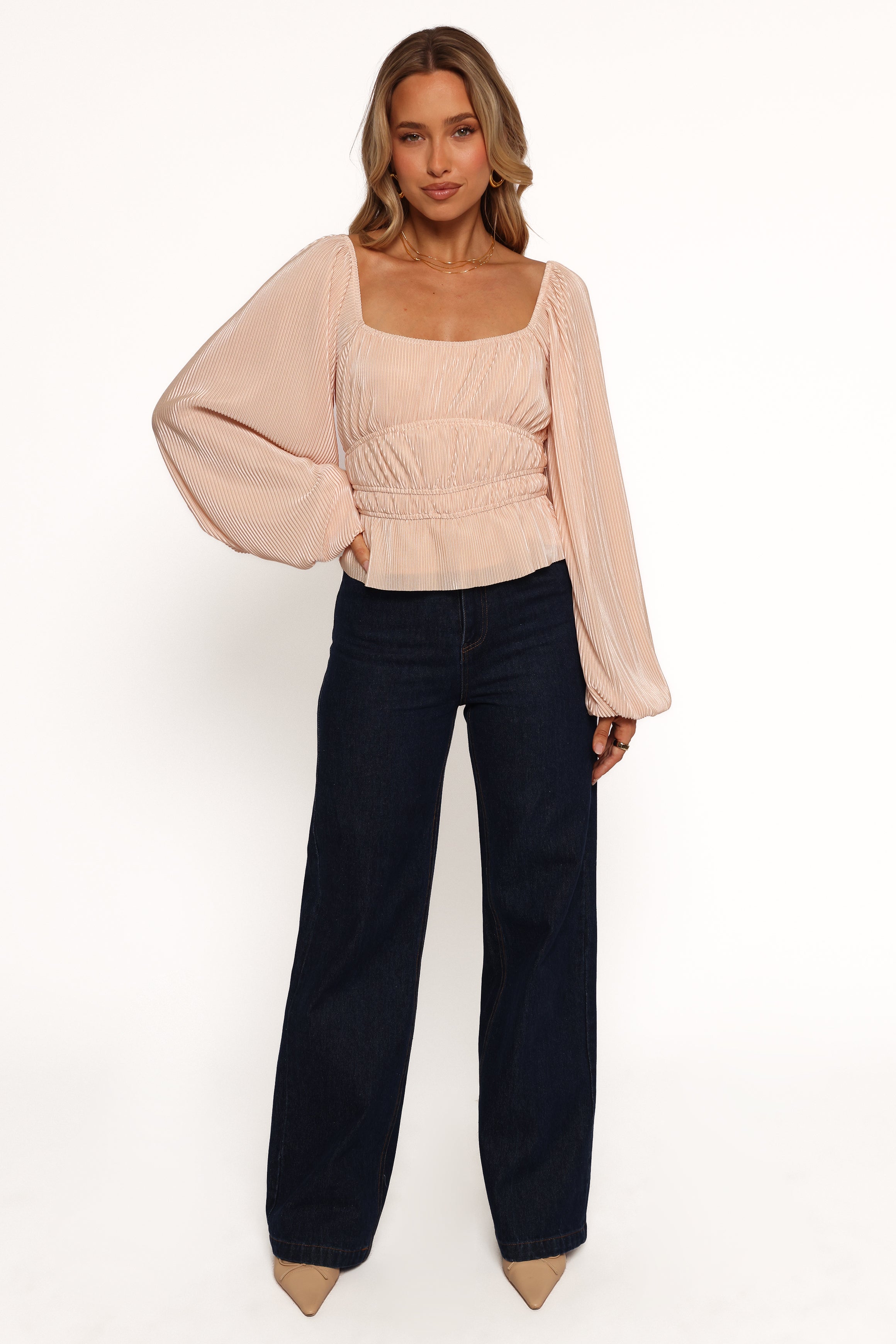 Ceppia Plisse Top - Light Peach