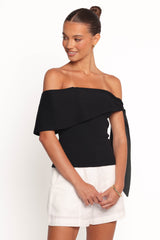 Charama Off Shoulder Knit Top - Black