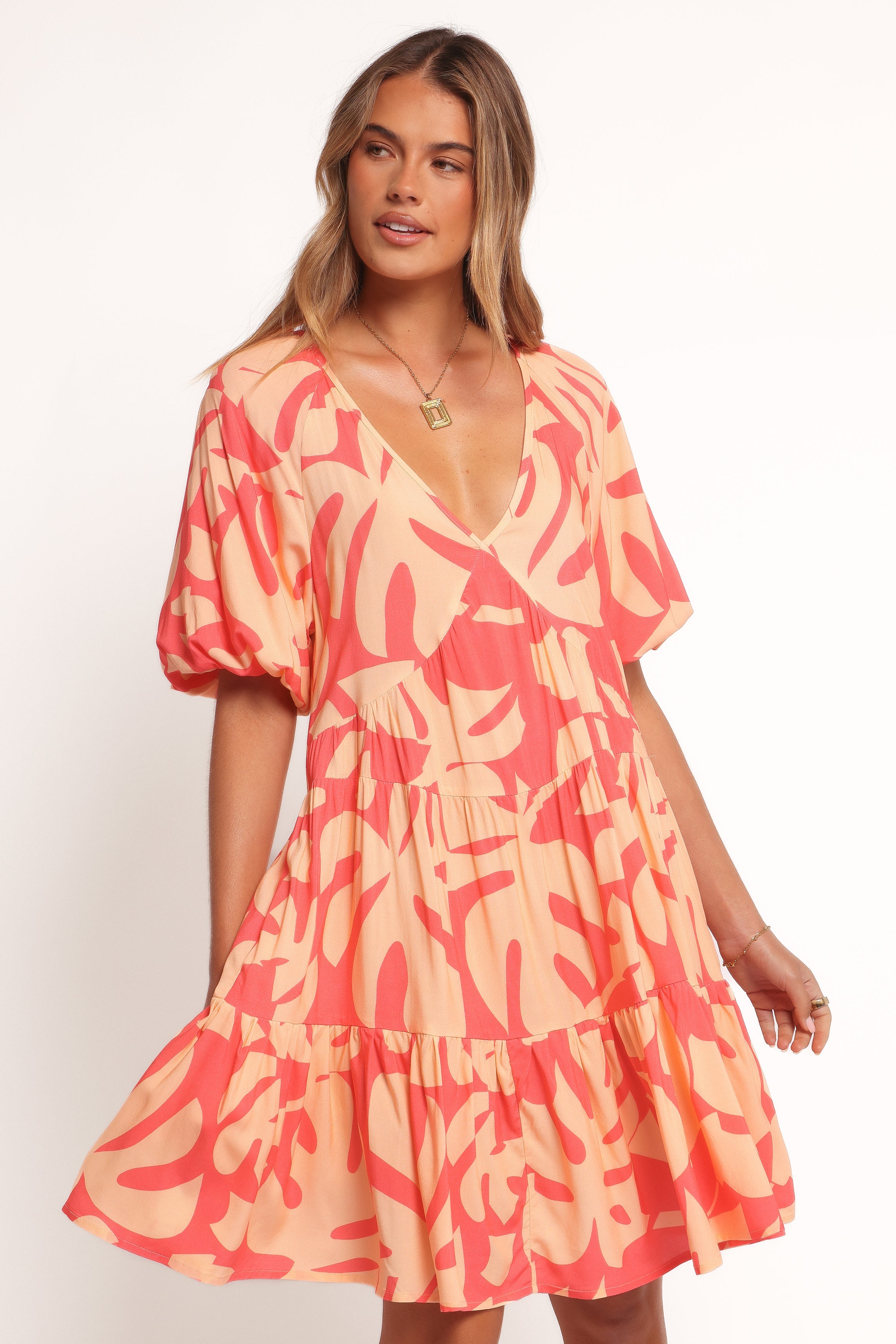 Corinna Mini Dress - Coral Print
