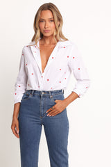 Cyra Heart Top - White Red