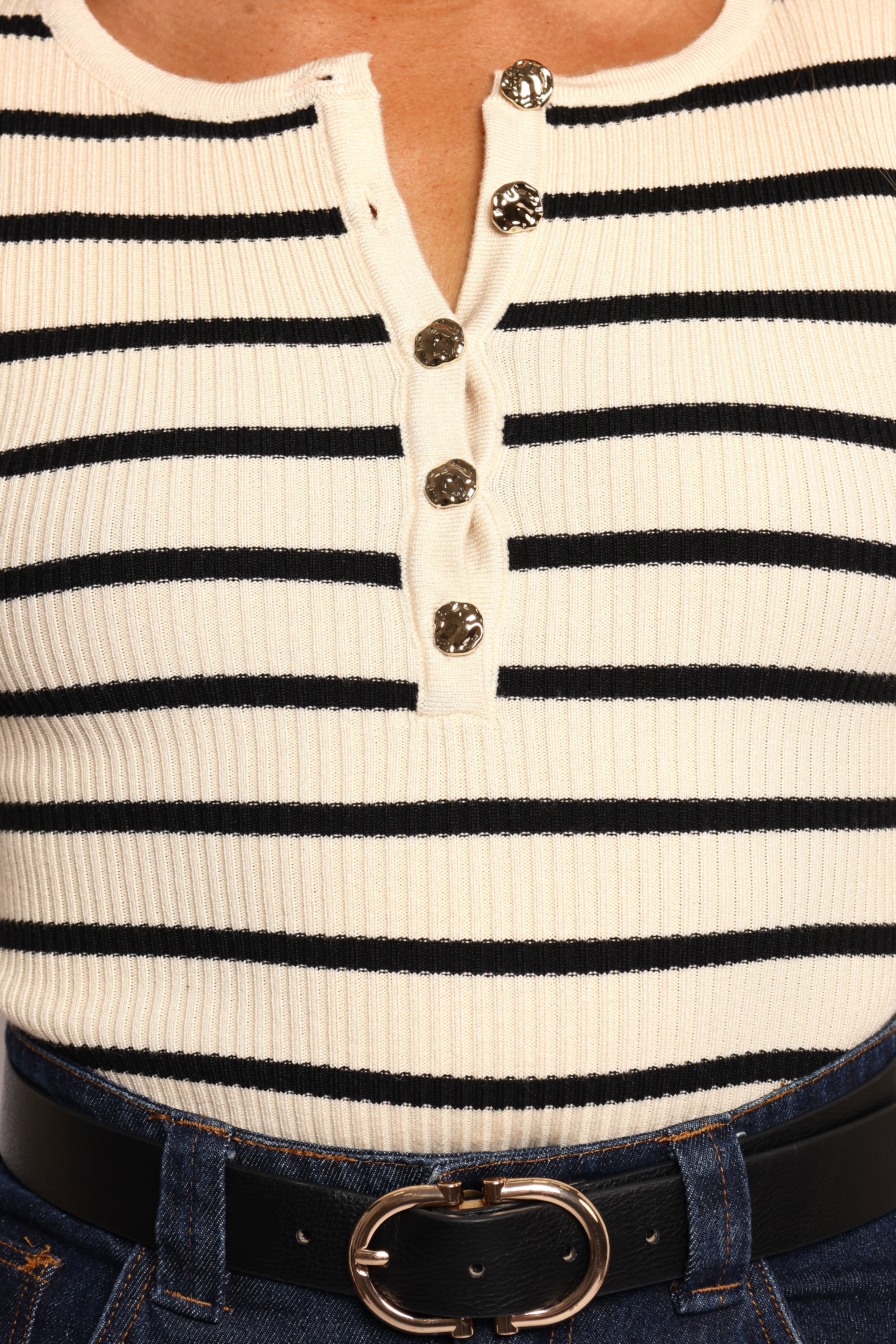 Deni Henley Bodysuit - Stripe