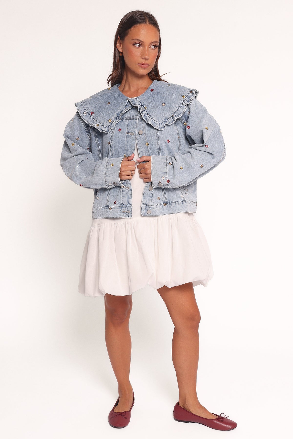 Ditsy Flower Denim Jacket - Medium Denim