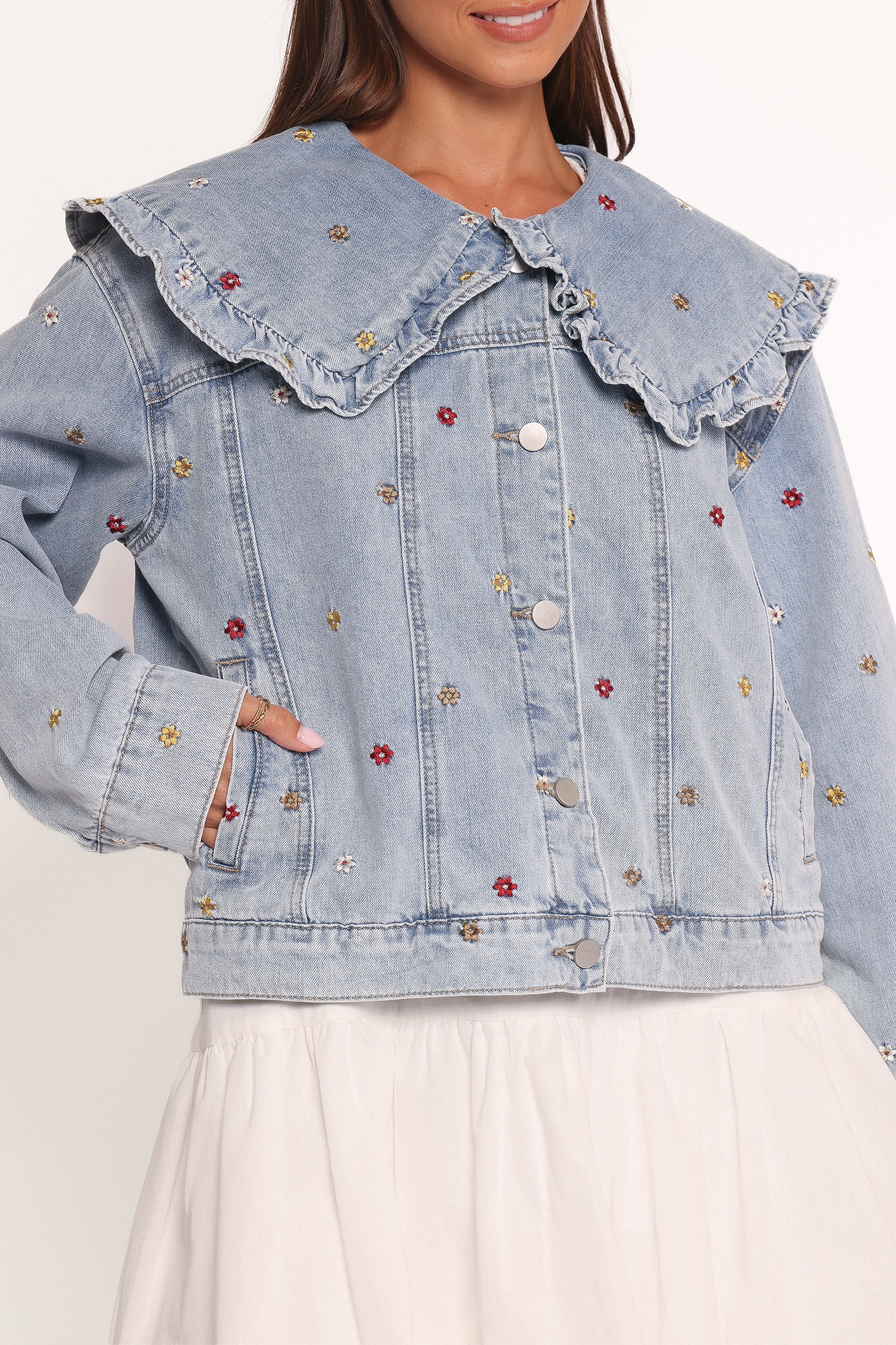 Ditsy Flower Denim Jacket - Medium Denim