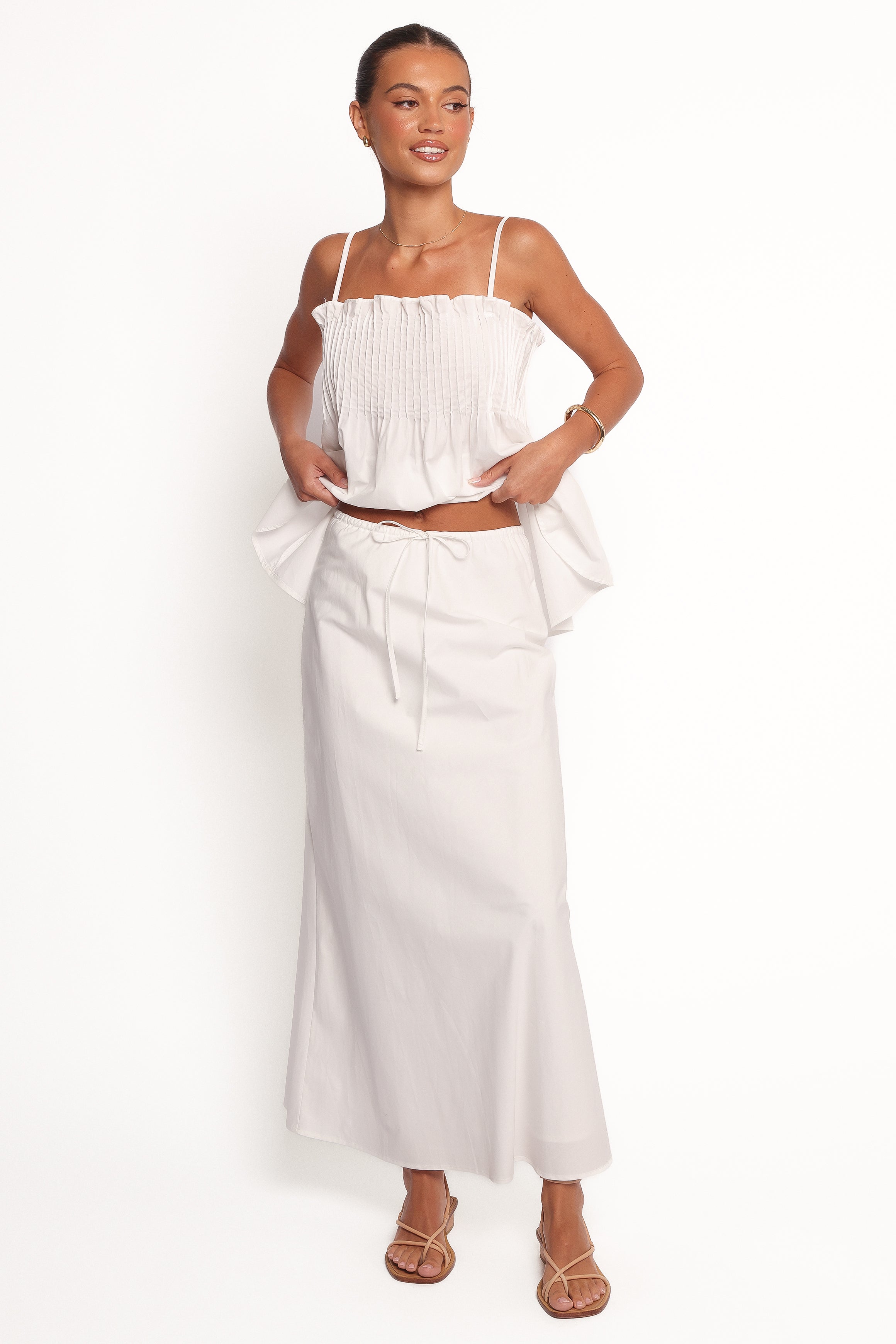 Elena Cotton Maxi Skirt - White