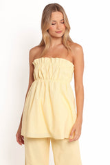 Ember Strapless Tunic Top - Butter Yellow