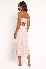 Evelin Midi Dress - Pink Stripe