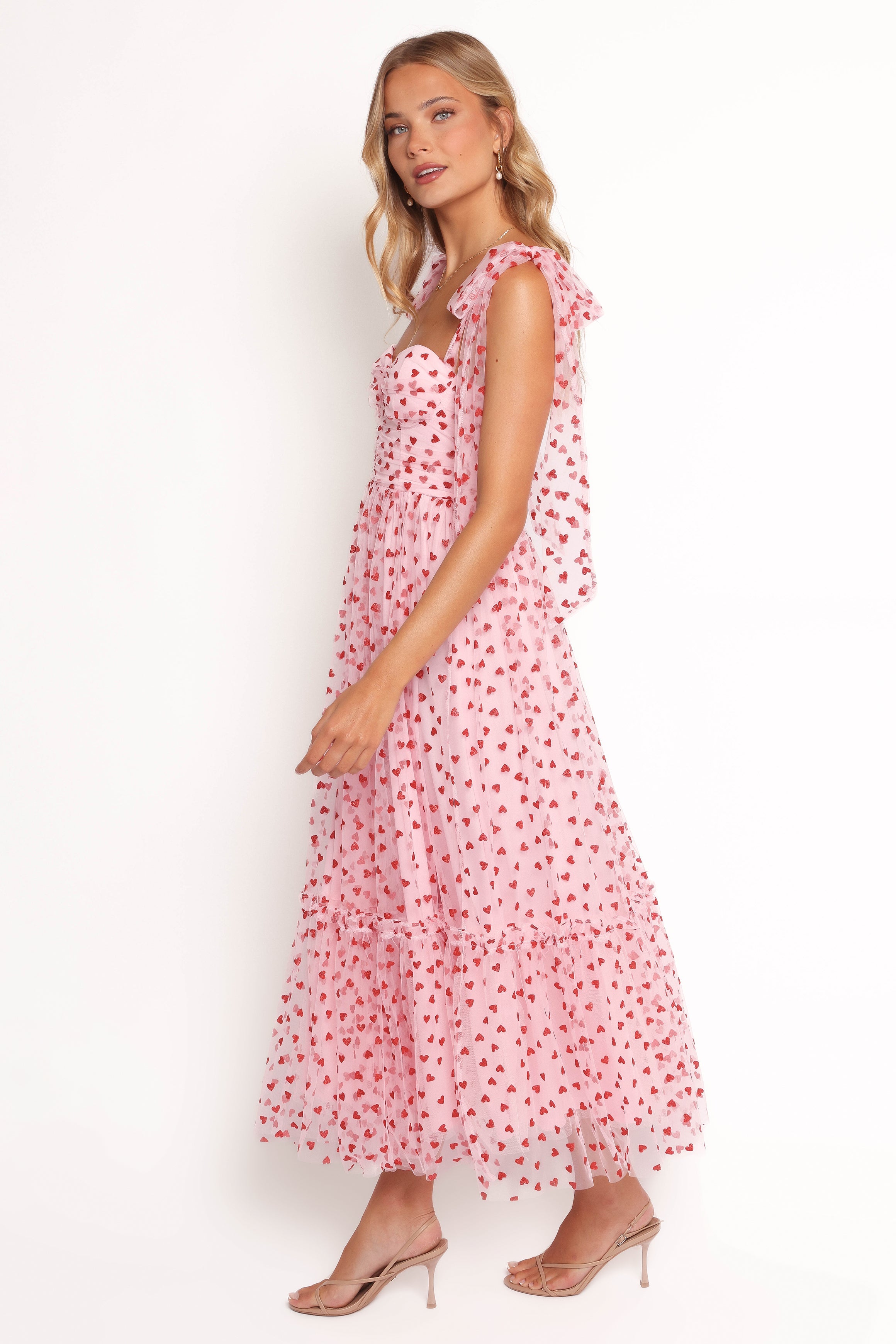 Floret Midi Dress - Red Hearts