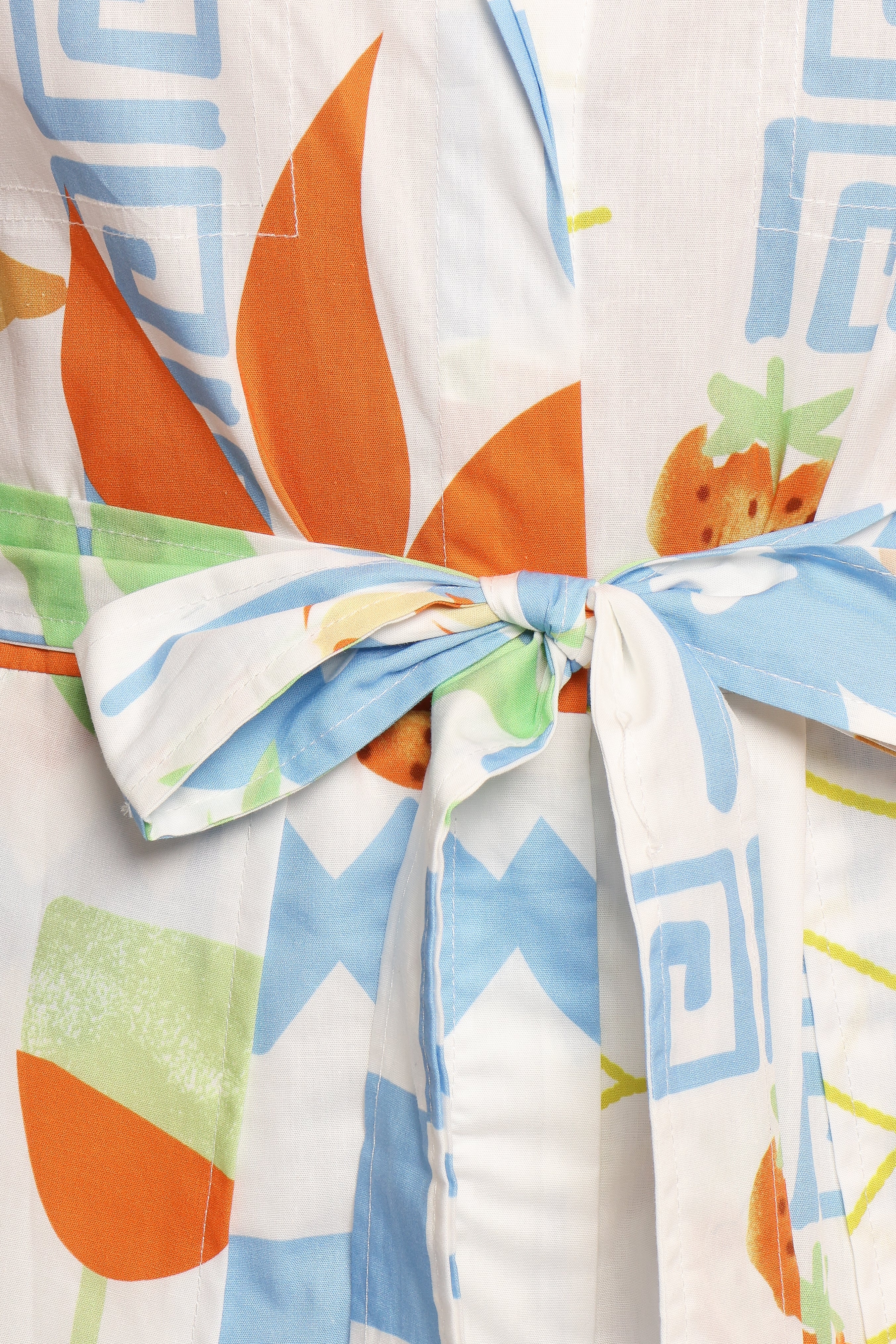 Georgina Tie Waist Romper - White Multi