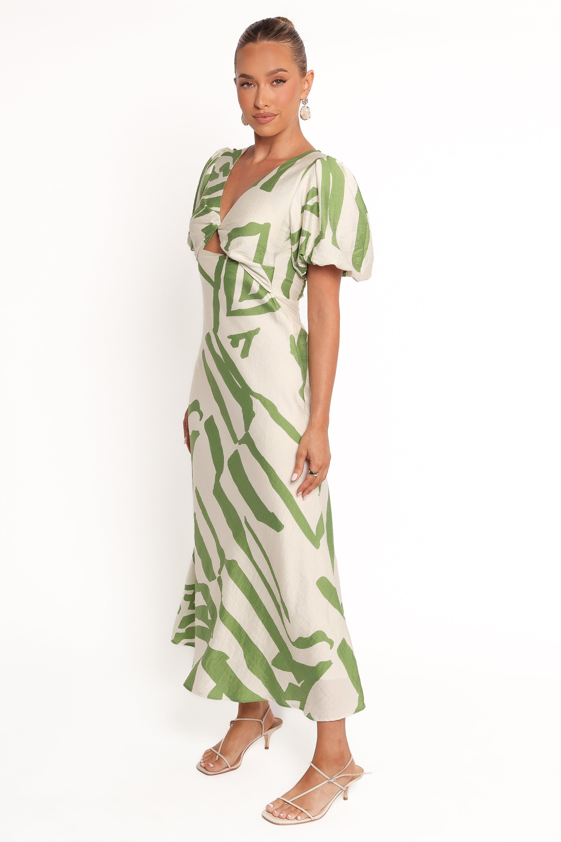 Ginevra Maxi Dress - Cream/Green