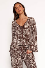 Imogen Top - Chocolate Brown Print