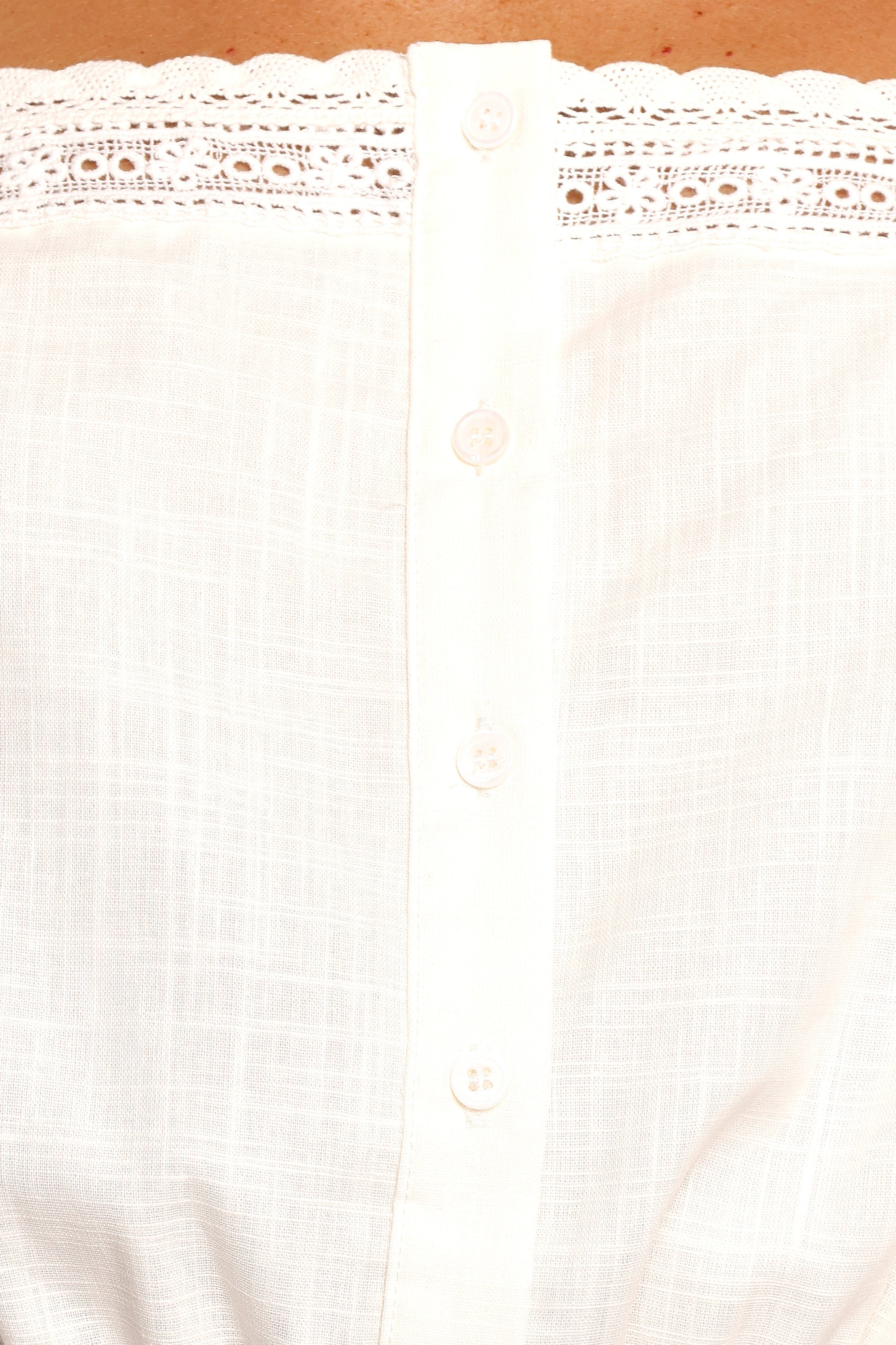 Joanina Lace Trim Romper - White