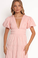 Joedy Puff Sleeve Midi Dress - Pale Pink