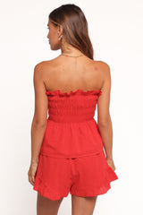 Kaiya Frill Short Set - Red