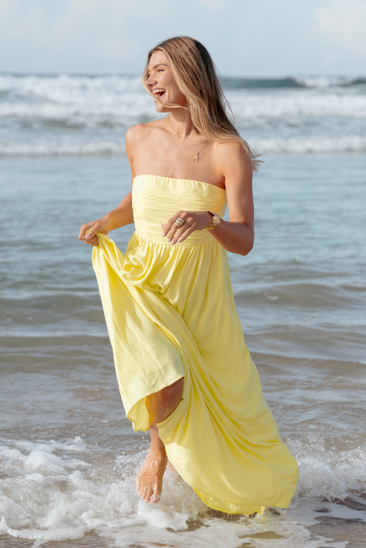 Kayt Strapless Dress - Butter Yellow
