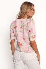 Keegan Flower Knit Sweater - Pink
