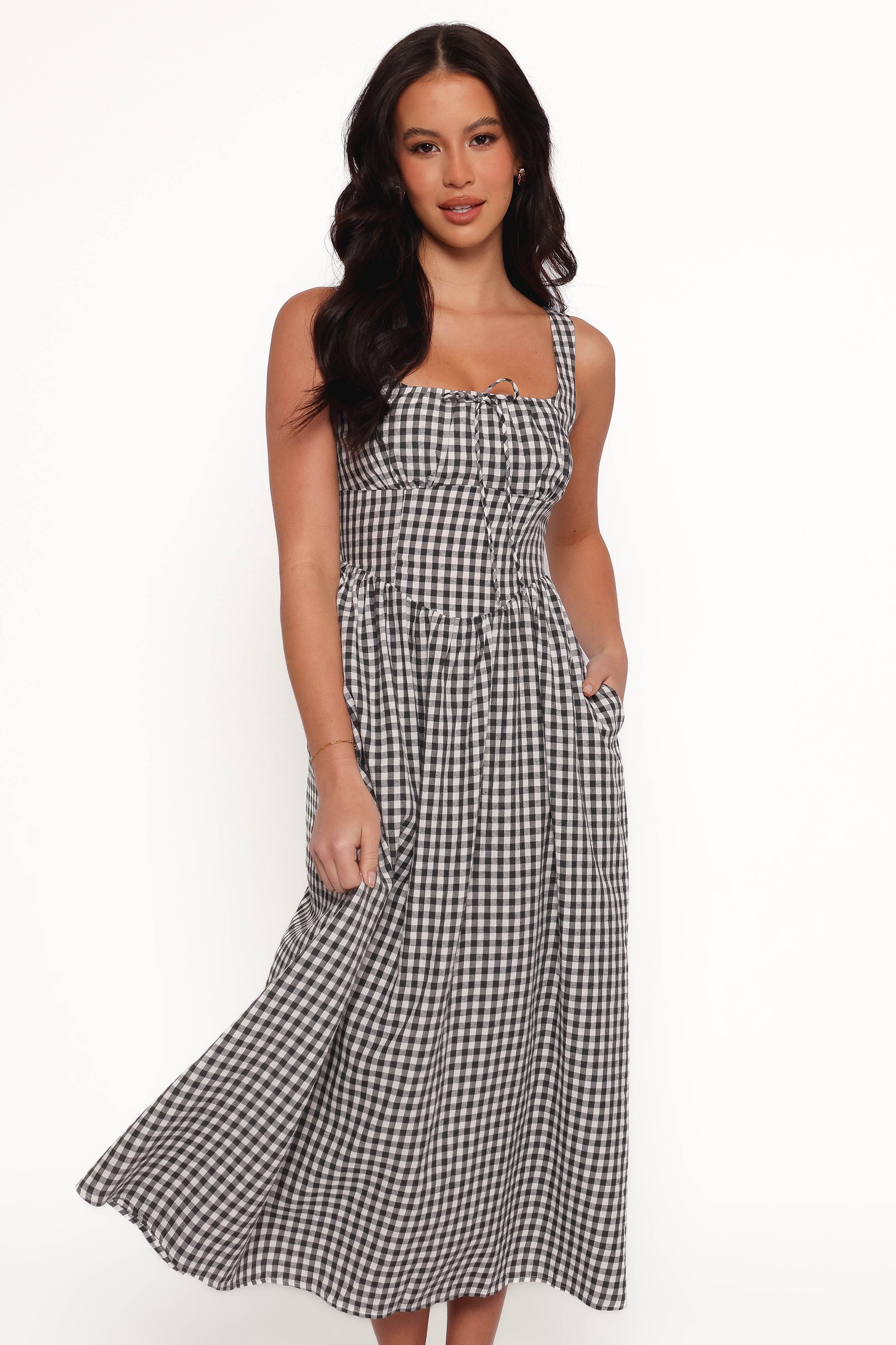Kinslee Midi Dress - Black Gingham