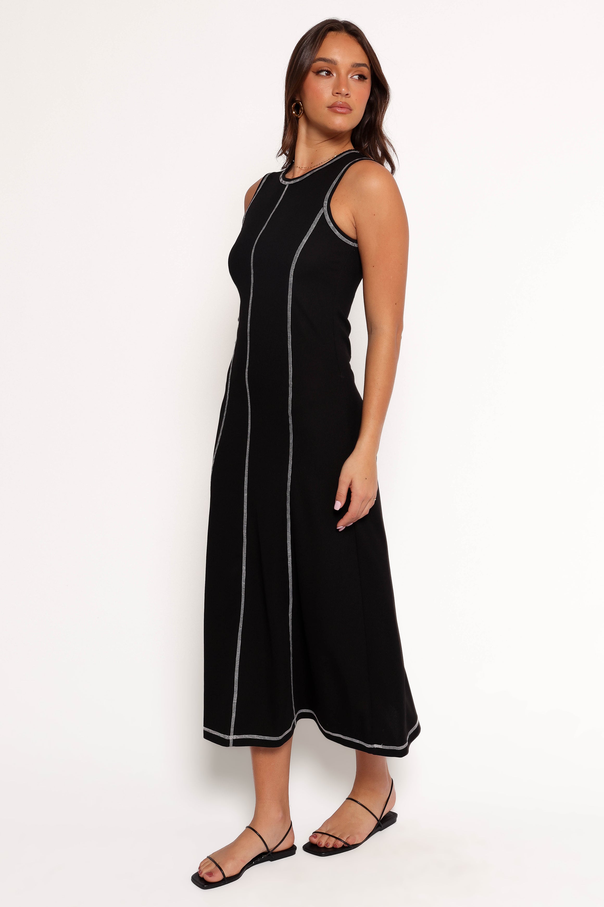 Kyrie Midi Dress - Black White