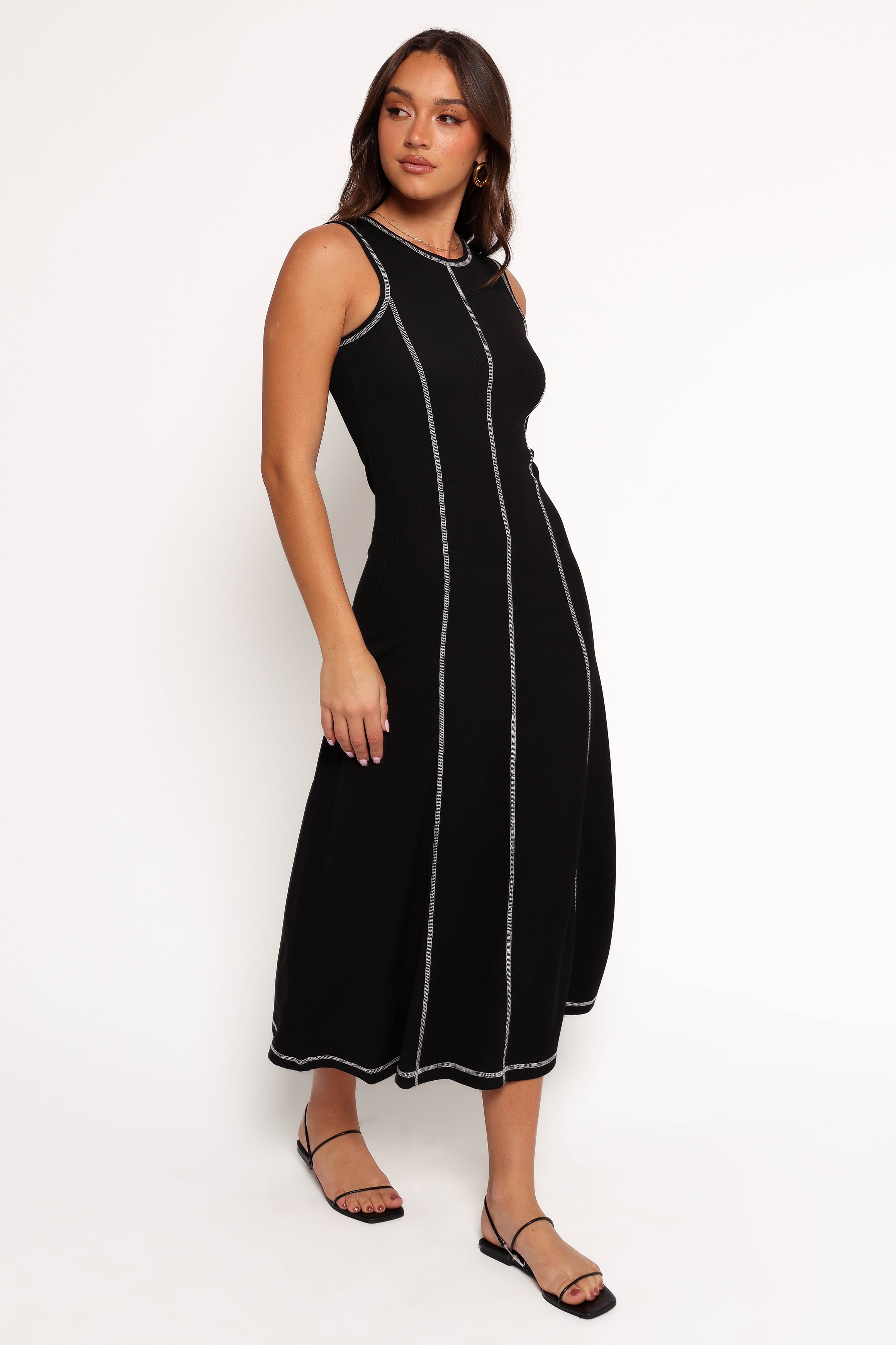 Kyrie Midi Dress - Black White
