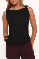Lainey Twist Knit Top - Black
