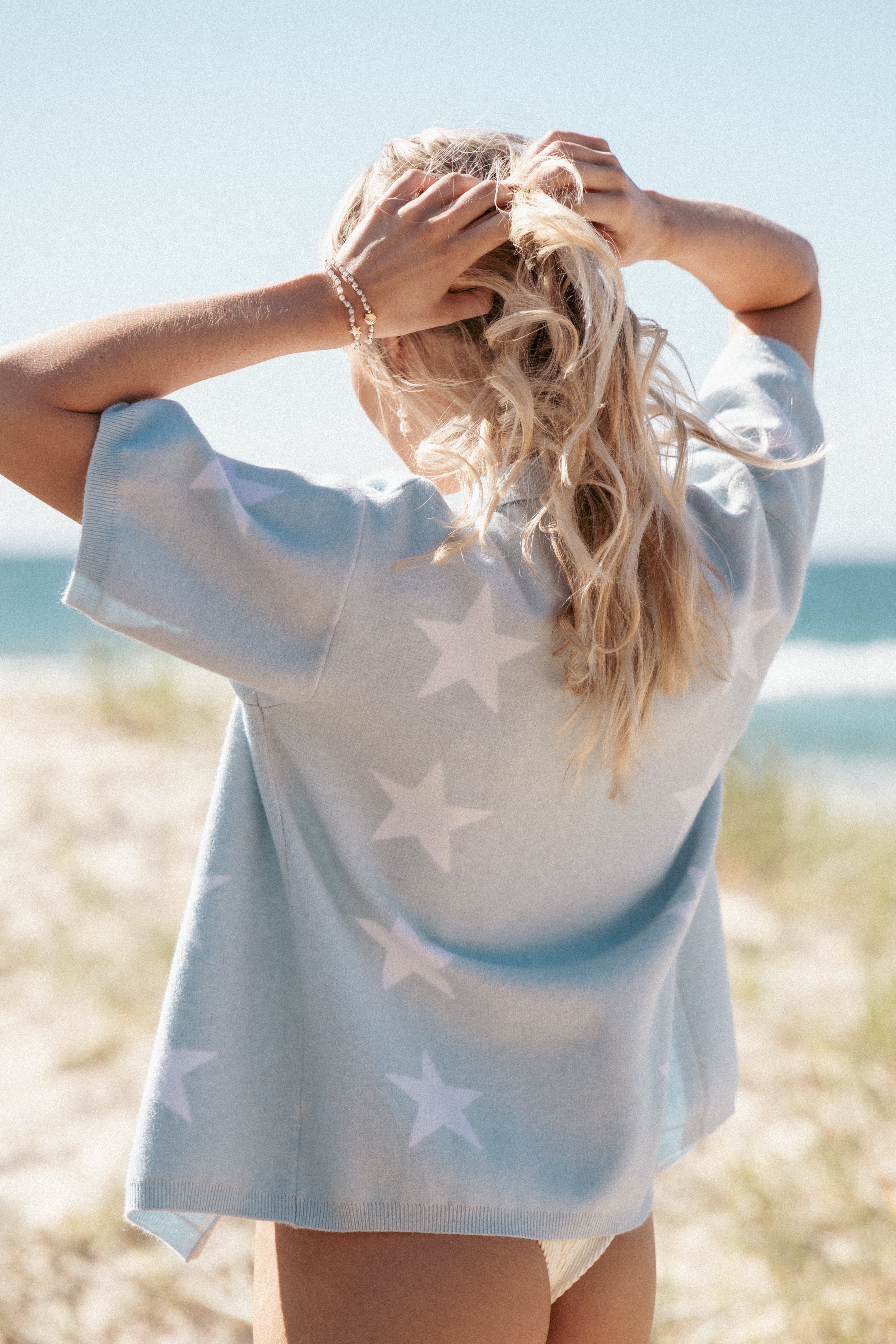 Lela Knitted Shirt - Light Blue Stars