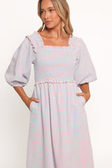 Lille Midi Dress - Blue Gingham