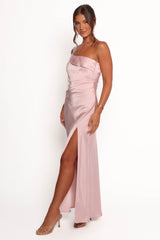 Lolana Draped One Shoulder Dress - Pale Pink