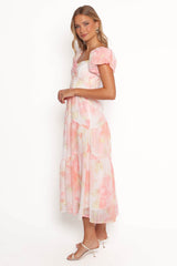 Lumis Midi Dress - Peach Floral