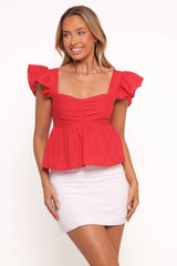 Lyric Ruffle Top - Red