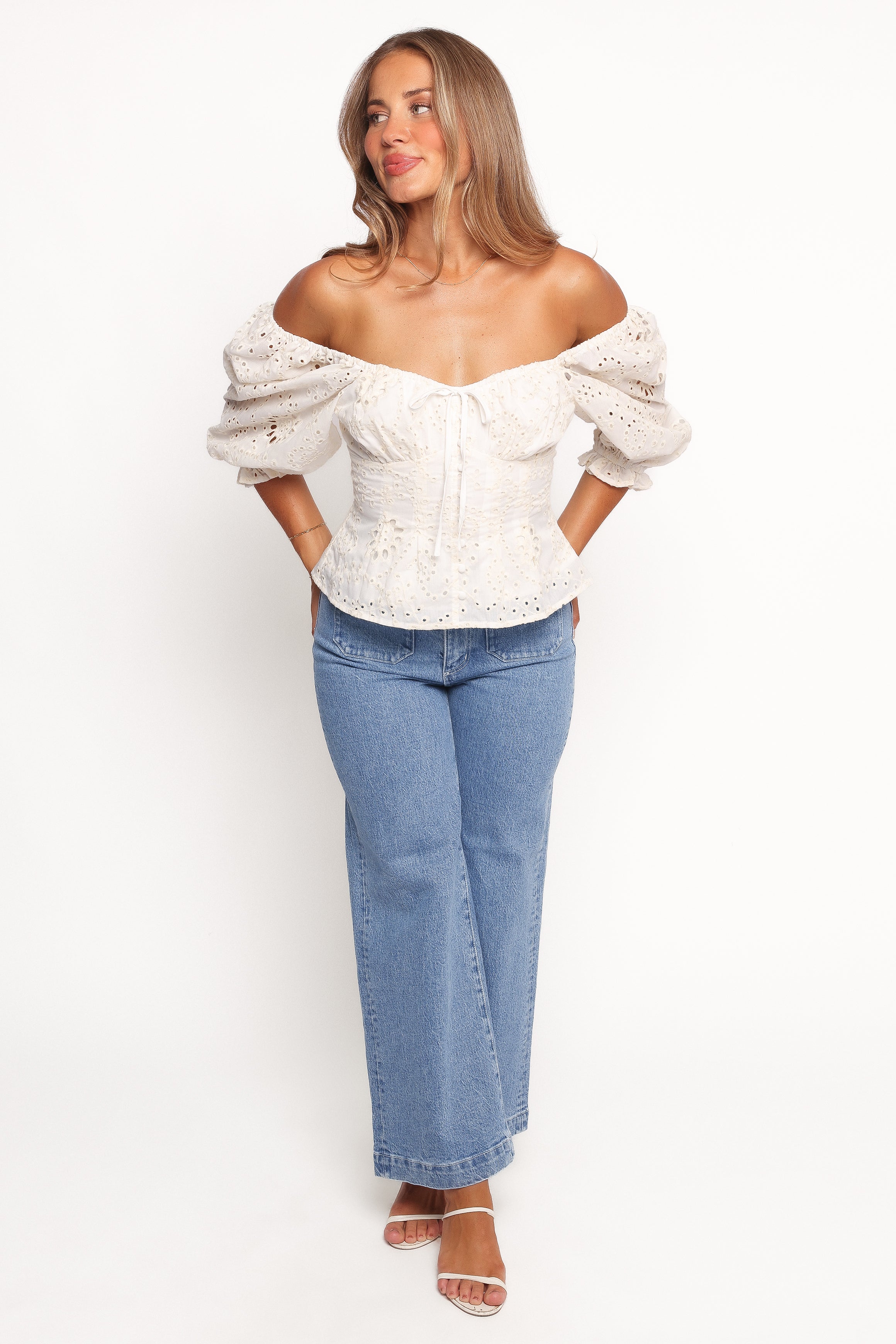 Mairead Eyelet Top - Cream