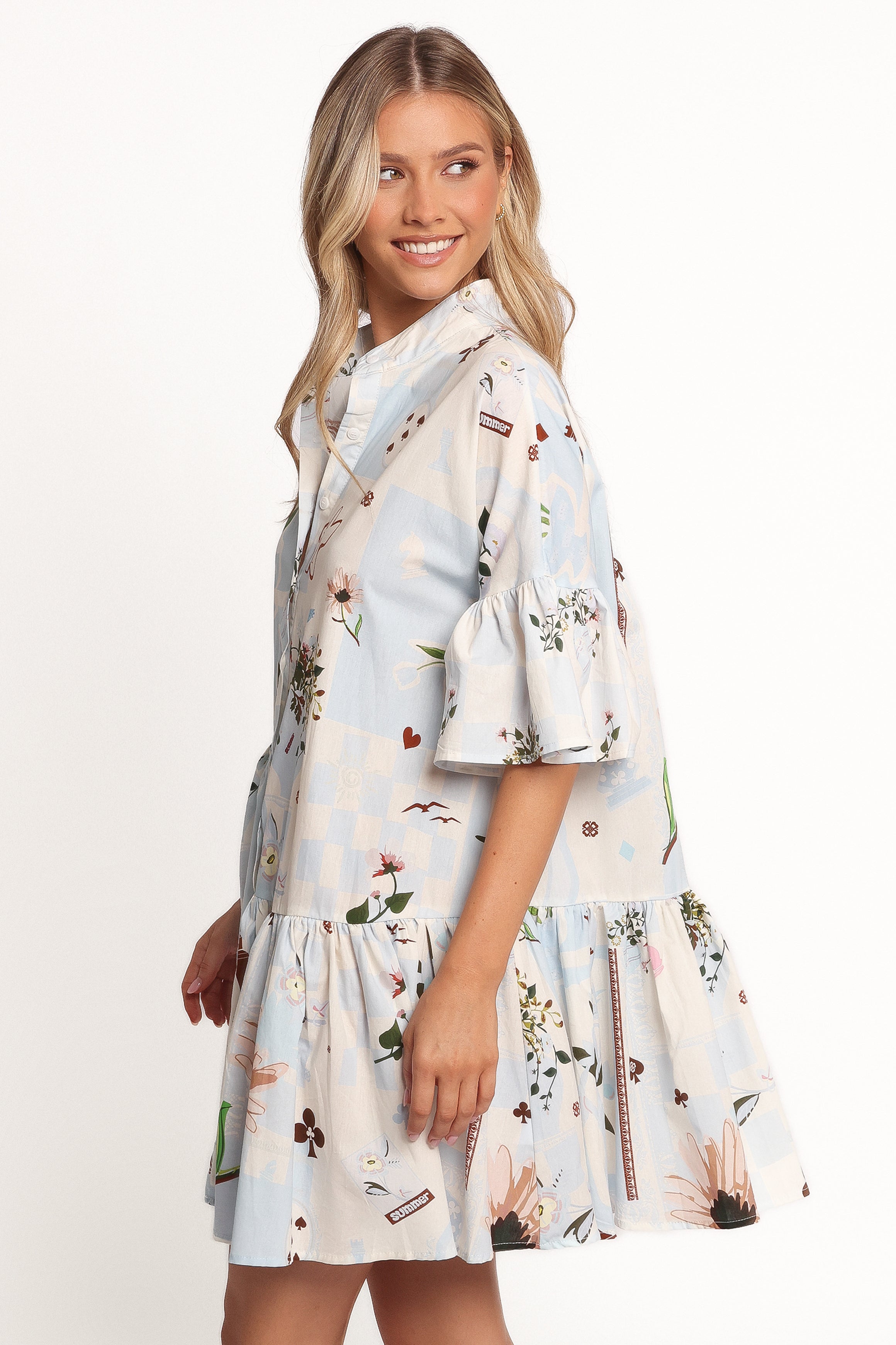 Marguerite Mini Dress - Blue Floral