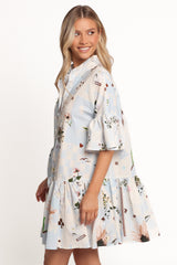 Marguerite Mini Dress - Blue Floral
