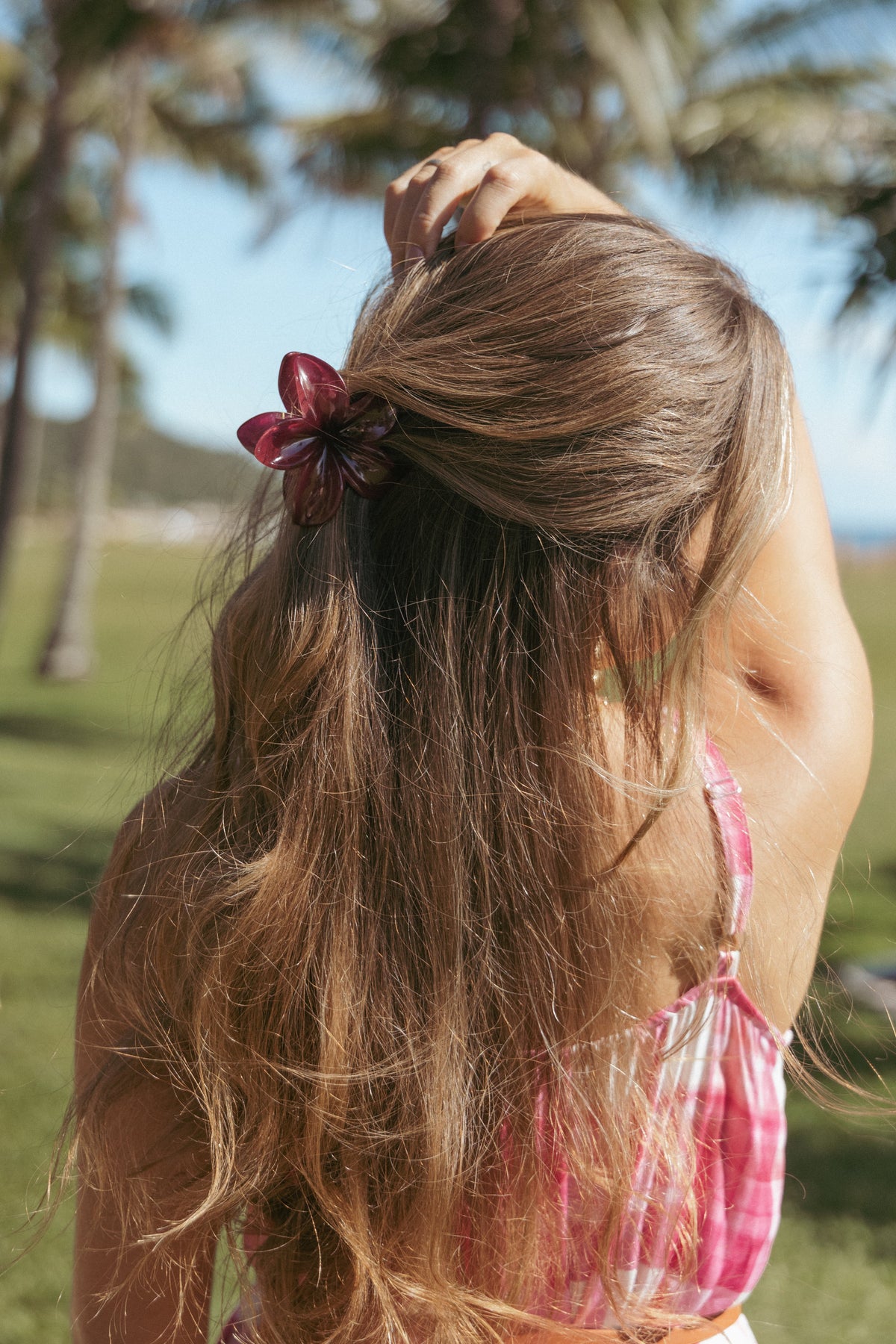 Marissa Flower Hair Clip - Wine