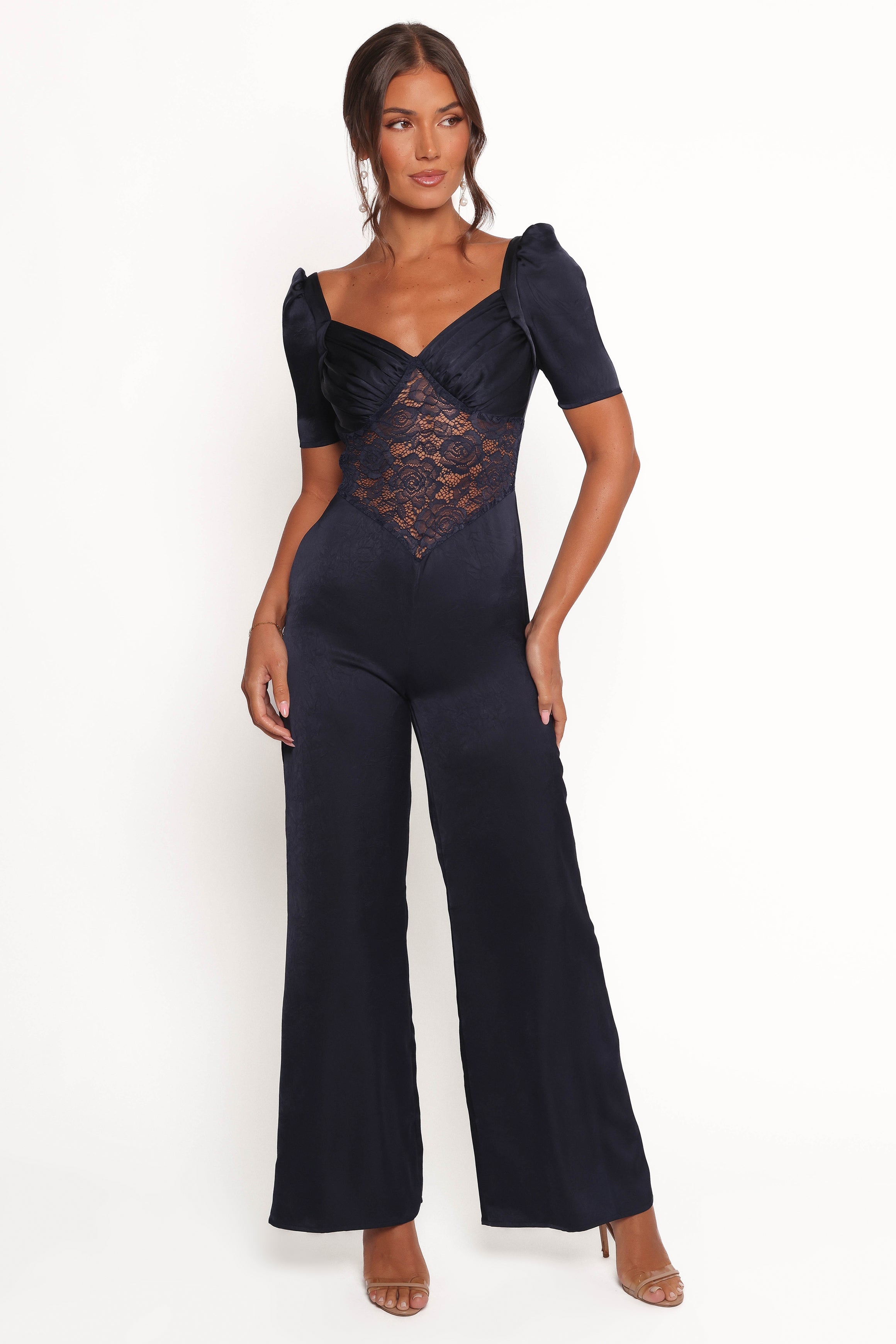 Milana Lace Inset Jumpsuit - Navy