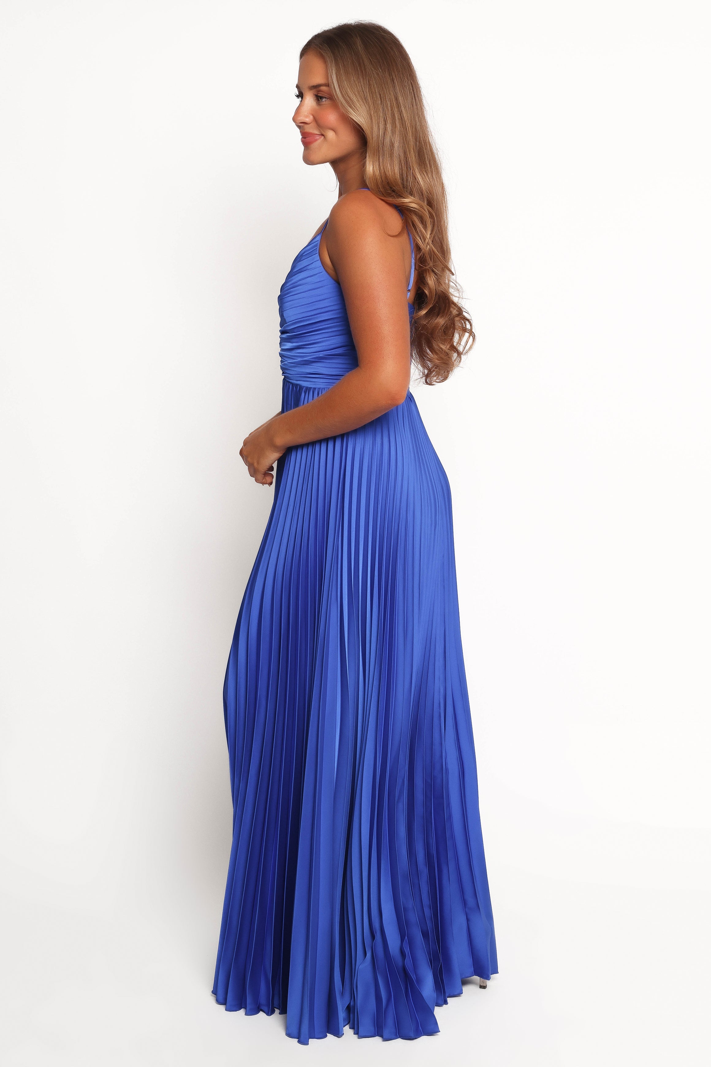 Naira Pleated Maxi Dress - Blue