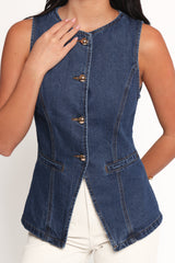 Nessa Denim Vest - Blue