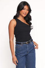 Nysa One Shoulder Top - Black