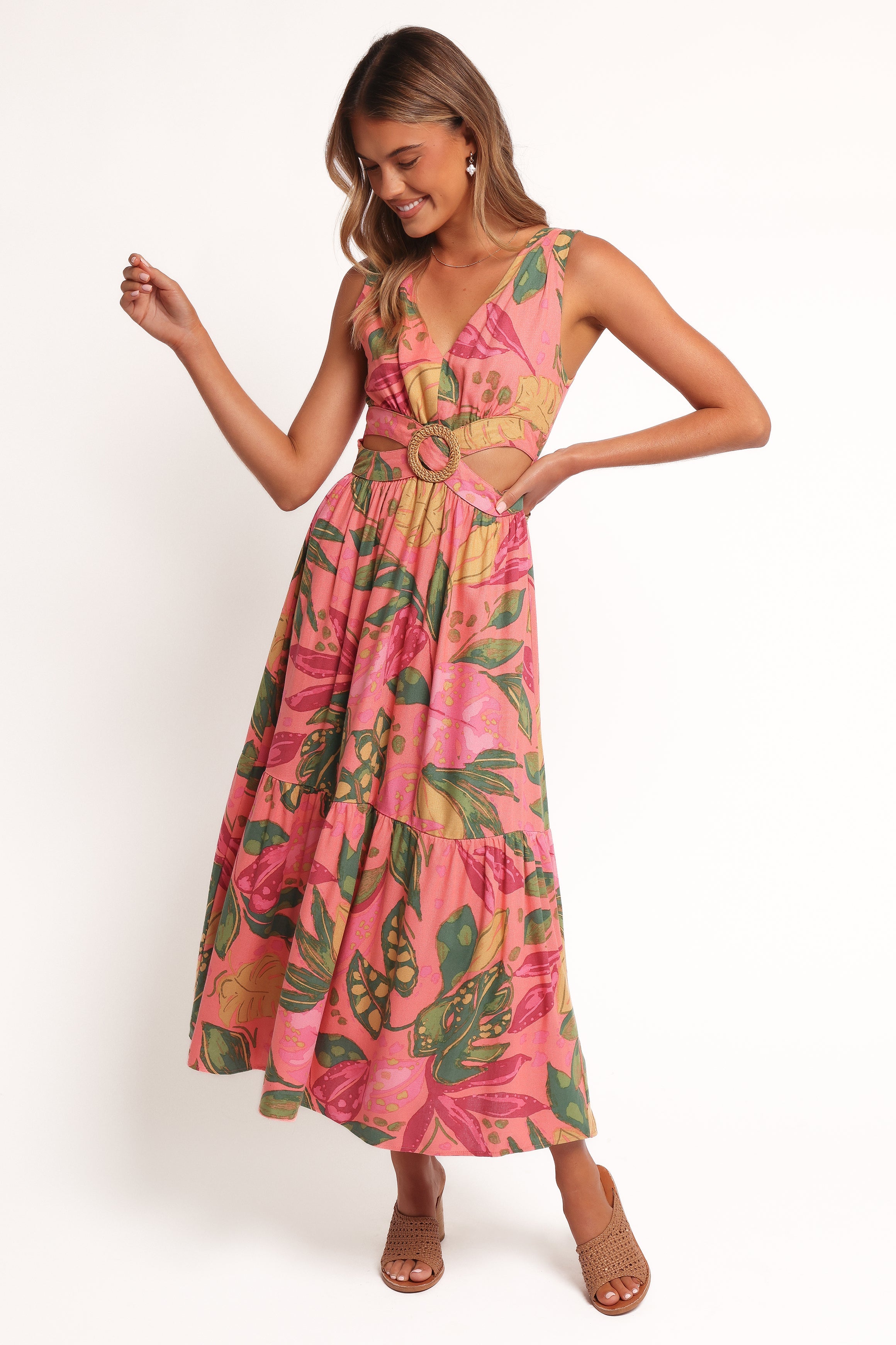 Oasis Midi Dress - Pink Rio